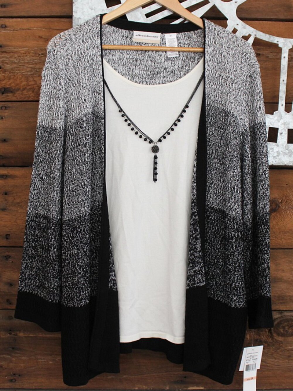 NWT Alfred Dunner Ombre Colorblock 2-in-1 Cardigan Sweater Set 2X